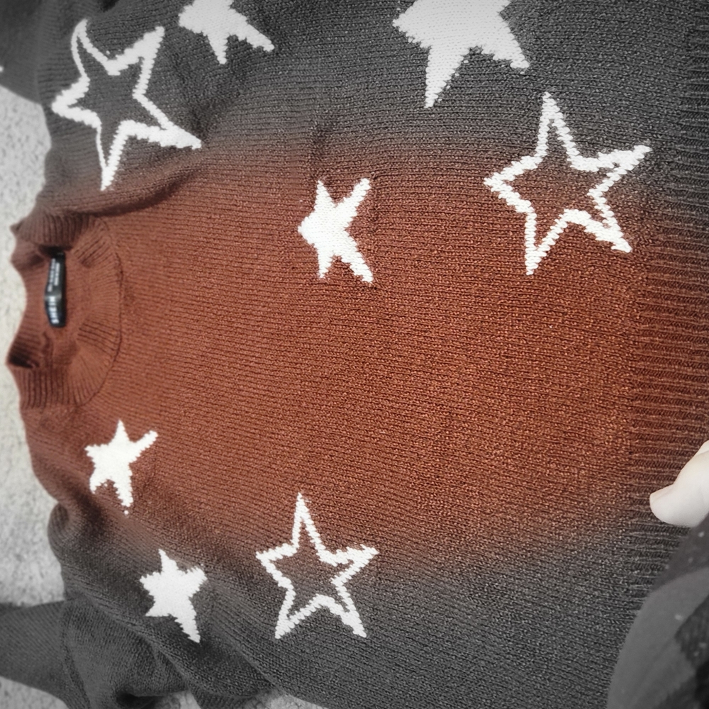 Star Patterned Brown Sweater